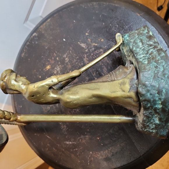 Bronze / Brass Vintage Lady Golfer Desktop Mirror Rare - Picture 11 of 14
